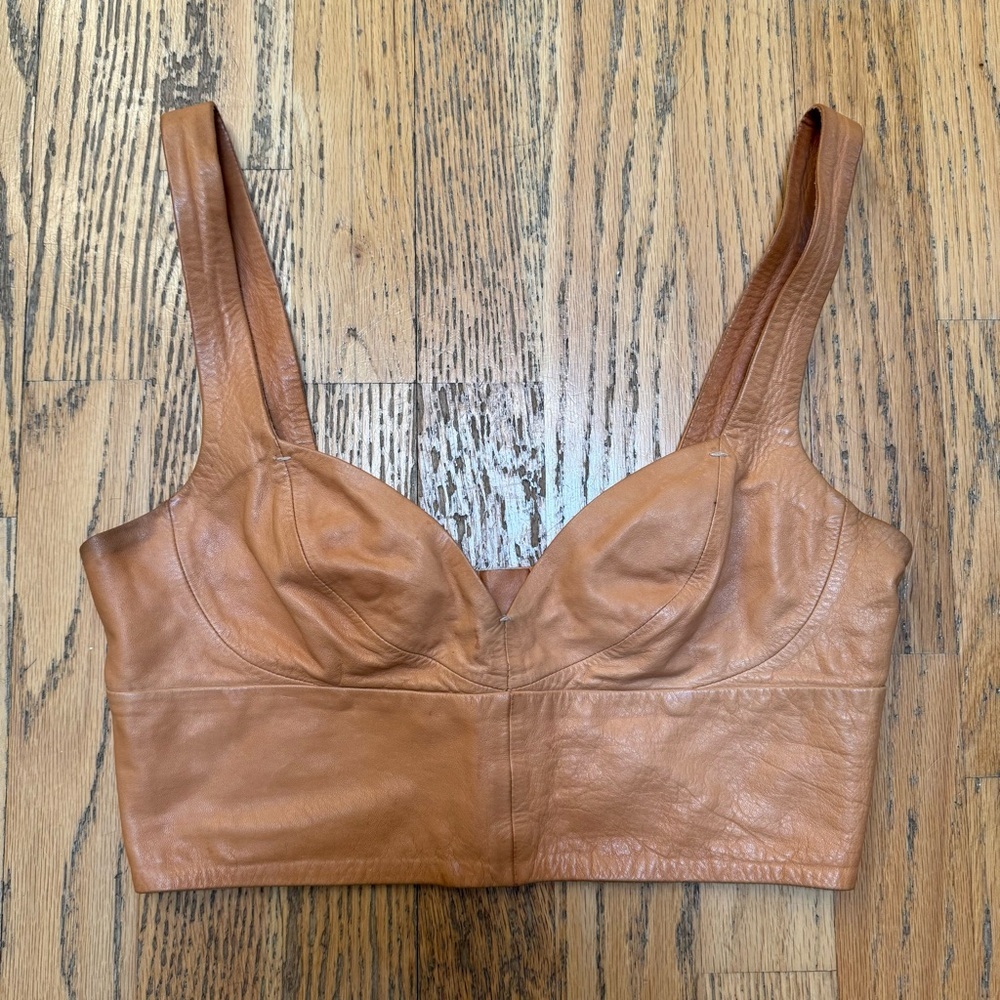 H&M Conscious Leather Corset Crop Top Bralette size XS